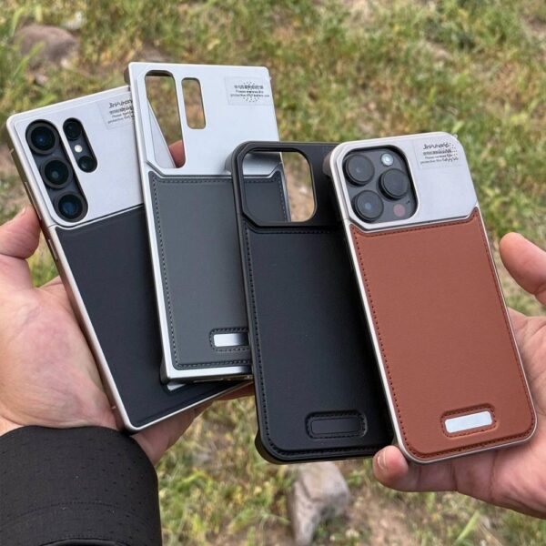 قاب سوپر آلومینیوم چرمی مدل Super Aluminium Leather مگسیف ساپورت مناسب برای گوشی موبایل اپل آیفون Apple iPhone 13 / 13 Pro / 13 Pro Max / 14 / 14 Pro Max / 15 Pro / 15 Pro Max / 16 / 16 Pro / 16 Pro Max