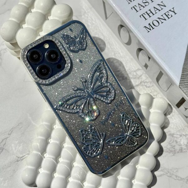 قاب پروانه شاین اکلیلی بلینگ مدل Butterfly Shine Bling مناسب برای گوشی موبایل اپل آیفون Apple iPhone 13 / 13 Pro / 13 Pro Max / 14 / 14 Pro Max / 15 Pro Max / 16 / 16 Pro / 16 Pro Max