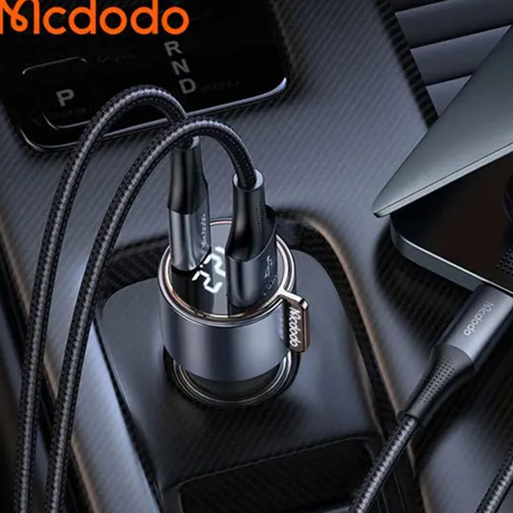 شارژر فندکی مک دودو 75 وات دو پورت USB-C و USB-A با نمایشگر دیجیتال