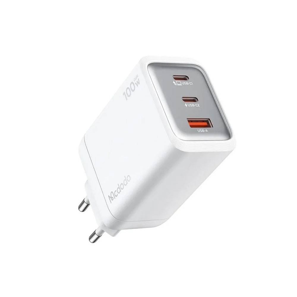 شارژر دیواری مک دودو 100 وات GaN سه پورت USB-C و USB-A